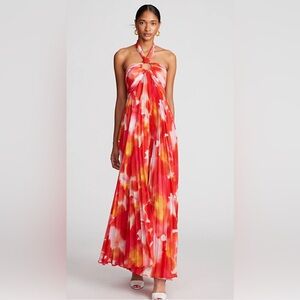 Halston Jill Pleated Chiffon Gown NWT